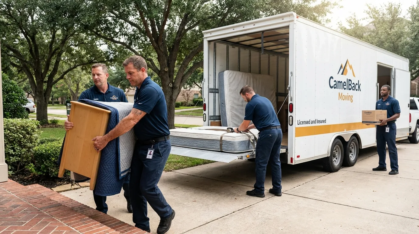 Crew loading residential truck for cross-state move from Fort Deposit, AL