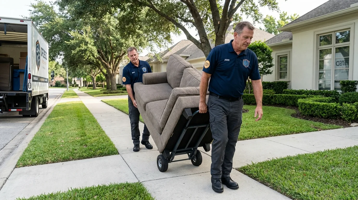 Local residential moving crew loading furniture in Fort Deposit, AL